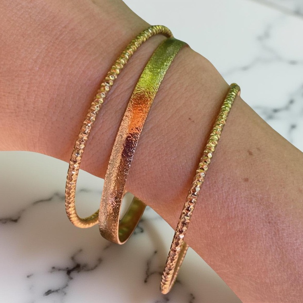 Shimmery Gold Bangle Bracelet Set of Three